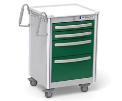 Waterloo Healthcare 4-Drawer Aluminum Junior Short Medical Bedside Cart, Key Lock, Fairway Green