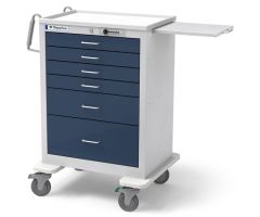 Waterloo Healthcare 6-Drawer Steel Tall Anesthesia Cart, Push Button Lock, Dark Blue