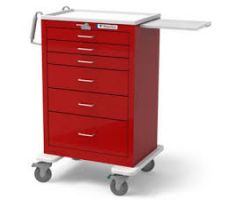 Waterloo Healthcare 6-Drawer Steel X-Tall Emergency Cart, Lever Lock, Red