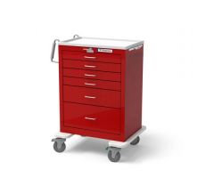 Waterloo Healthcare 6-Drawer Aluminum X-Tall Emergency Cart, Lever Lock, Red