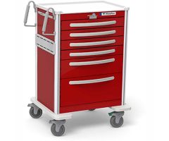 Waterloo Healthcare 6-Drawer Aluminum Tall Emergency Cart, Lever Lock, Red