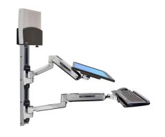 Ergotron 45-359-026 LX Sit-Stand Wall Mount System with Small CPU Holder