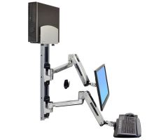 Ergotron 45-358-026 LX Sit-Stand Wall Mount System with Medium CPU Holder
