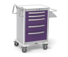 Waterloo Healthcare 5-Drawer Aluminum Tall Treatment Cart, Key Lock, Violet