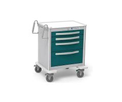 Waterloo Healthcare 4-Drawer Aluminum Short Treatment Cart, Level Lock, Teal Green