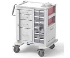 Waterloo Healthcare 4-Drawer Steel Short Phlebotomy Cart, Gate Lock Bar Locks All Drawers, White