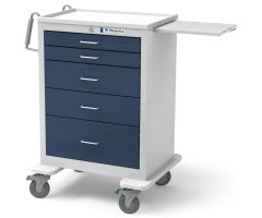 Waterloo Healthcare 5-Drawer Steel Tall Anesthesia Cart, Key Lock, Dark Blue