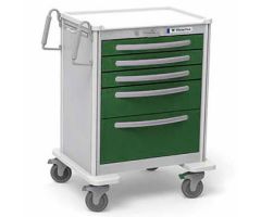 Waterloo Healthcare 5-Drawer Aluminum Tall Anesthesia Cart, Key Lock, Fairway Green