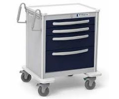 Waterloo Healthcare 4-Drawer Aluminum Short Anesthesia Cart, Key Lock, Dark Blue