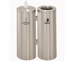 Glaro Floor Standing Sanitary Wipe Dispenser & Receptacle Satin Aluminum
