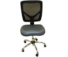 ShopSol Dental Lab Chair with Vinyl Seat and Mesh Backrest, Gray