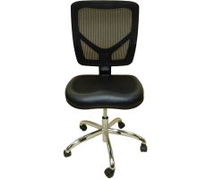 ShopSol Dental Lab Chair with Vinyl Seat and Mesh Backrest, Black