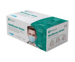 MedShield Level 3 Medical Surgical Mask, 3-Ply Pleated with Earloops, Blue, Box of 50