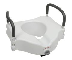 Drive Medical RTL12027RA Elevated Raised Toilet Seat with Removable Padded Arms, Standard Seat