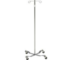 Drive Medical 13033 Economy Removable Top IV Pole, Chrome Plated Steel, 2 Hook, 40"- 82" Height