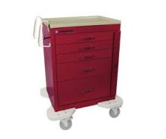 Lakeside C-630-K-1R Classic 6-Drawer Medical Emergency Cart, Red, Key Lock