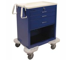 Lakeside C-324-P2K-1B Classic 3 Drawer Medical Anesthesia Cart, Key Lock, Blue