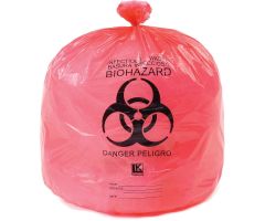 High Density Red Infectious Waste Liner,13 Microns,24" x 30",Pkg Qty 500