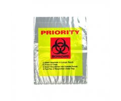 Reclosable 3-Wall Specimen Transfer Bag (Biohazard),12" x 15",Yellow Tint/Priority,Pkg Qty 1000