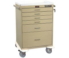 Harloff Six Drawer Procedure Cart Electronic Pushbutton Lock Standard Package, Sand - 7450E