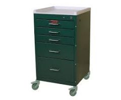 Harloff Mini-Line Short Five Drawer Procedure Cart Key Lock, Light Gray - 3145K