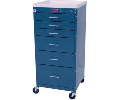 Harloff Mini-Line Tall Six Drawer Procedure Cart with Key Lock, Standard Package, Sand - 3156K