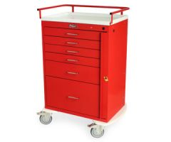 Harloff Classic Tall Six Drawer Emergency Cart Standard Package, Red - 6400