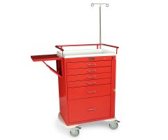 Harloff Classic Short Four Drawer Emergency Crash Cart Specialty Package, Red - 6301