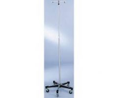 Blickman 7792SS-4 Stainless Steel IV Stand with 5-Leg Base, 4-Hook, 74"-110" Height