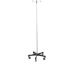 Blickman 7794SS Stainless Steel IV Stand with 5-Leg Base, 2-Hook, 67"-98" Height