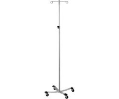 Blickman 1410SS-4 Stainless Steel IV Stand with 4-Leg Base, 4-Hook, 51-3/4" - 94" Height