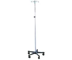 Blickman 1350-4 Heavy Duty Chrome IV Stand with 5-Leg Base, 4-Hook, 56"-100" Height