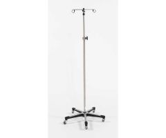 Blickman 1415SS Stainless Steel IV Stand with 5-Leg Base, 2-Hook, 52"- 94" Height