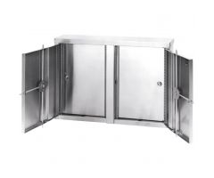 Omnimed Stainless Twin Narcotic Cabinet, Double Door, 4 Adjustable Shelves, 22"W x 4"D x 15"H
