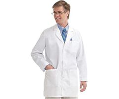 Fashion Seal Men's Lab Coat, 41"L, 100% Cotton, Size 44, White