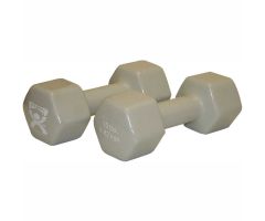 CanDo Vinyl-Coated Cast Iron Dumbbell, Silver, 15 lb., 1 Pair