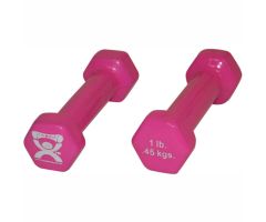 CanDo Vinyl-Coated Cast Iron Dumbbell, Pink, 1 lb., 1 Pair