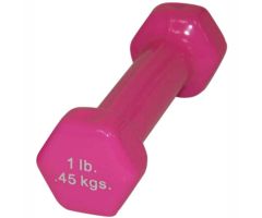 CanDo Vinyl-Coated Cast Iron Dumbbell, Pink, 1 lb.