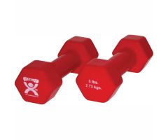 CanDo Vinyl-Coated Cast Iron Dumbbell, Red, 6 lb., 1 Pair