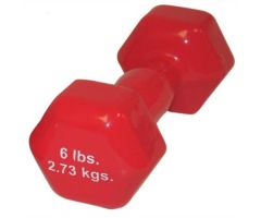 CanDo Vinyl-Coated Cast Iron Dumbbell, Red, 6 lb.