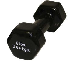 CanDo Vinyl-Coated Cast Iron Dumbbell, Black, 8 lb.