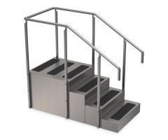 Stainless Steel Training Stairs, Single Sided, 4 Risers