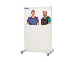 Clear Lead Glass Mobile X-ray Barrier, 1.60 mm Pb Equivalent Protection, 48" W x 30" H Panel
