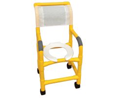 YELLOW Shower chair 15" small adult or pediatric needs twin casters, open front seat