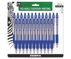 Z-Grip Retractable Ballpoint Pen, Clear Barrel, Medium, 1 mm, Blue